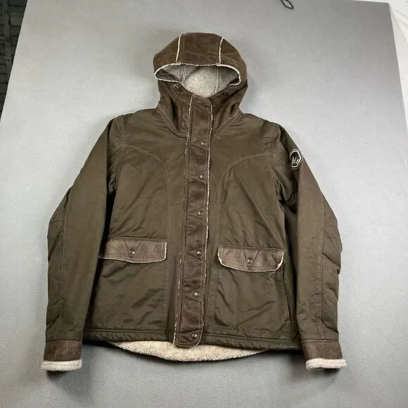 Kuhl Jacket Mens Large Projekt Arktik Hooded Fleece Lined Olive Brown Coat 2067 - Picture 3 of 14